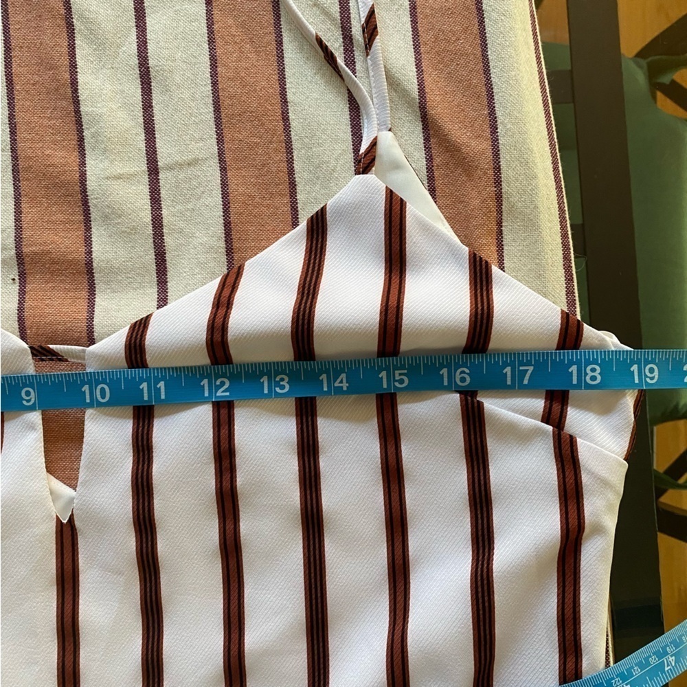 Revolve Superdown Rust Stripe Delilah Keyhole Tie Mini Dress Large - Picture 13 of 16